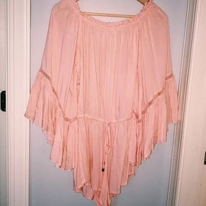 Flowy-off the shoulder pink romper!!!